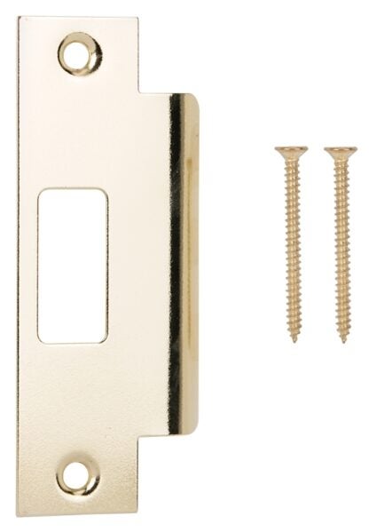 ProSource HSH-006-PS Strike Plate, 4-7/8 in L, 2 in W, Steel, Brass