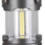 PowerZone LP-6378-COB Collapsible Camping Lantern, LED Lamp, White, ABS, Silvery Black Gun-Metal Finish Sells in Quantity of 6