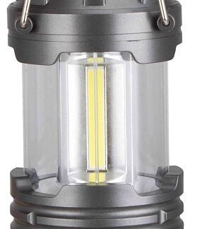 PowerZone LP-6378-COB Collapsible Camping Lantern, LED Lamp, White, ABS, Silvery Black Gun-Metal Finish Sells in Quantity of 6