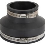 ProSource KJ-008 Coupling, 4 x 3 in, Clay to cast iron or plastic pipes, PVC, Black