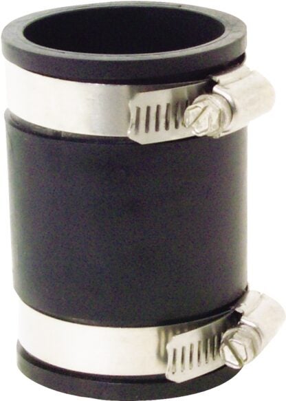 Fernco P1056-150 Flexible Coupling, 1-1/2 x 1-1/4 in, PVC, Black, 40 Schedule, 4.3 psi Pressure