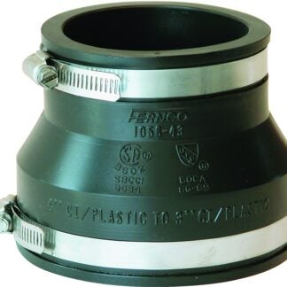 FERNCO P1056-43 Flexible Coupling, 4 x 3 in, PVC, Black, 4.3 psi Pressure