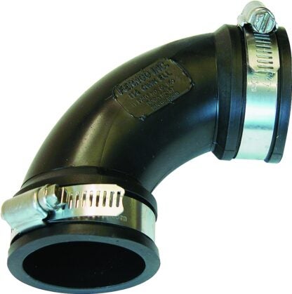 FERNCO PQL-150 Flexible Qwik Elbow, 1-1/2 in, Mechanical Joint, PVC Body, 4.3 psi Pressure