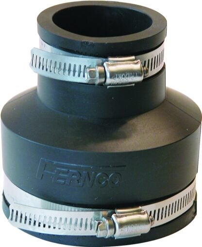 FERNCO P1056-315 Coupling, 3 x 1-1/2 in, PVC, Black, 4.3 psi Pressure