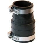 FERNCO P1059-150 Flexible Coupling, 1-1/2 in, Socket, PVC, Black, 4.3 psi Pressure