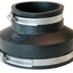 FERNCO P1002-43 Stock Coupling, 4 x 3 in, PVC, Black, 4.3 psi Pressure