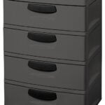 Sterilite 01743V01 Drawer Unit, 4-Drawer, Plastic, 25-5/8 in OAW, 35-3/4 in OAH, 19-1/4 in OAD