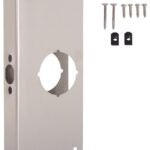 ProSource HSH-048SBN-PS Door Reinforcer, 2-3/8 in Backset, 1-3/8 in Thick Door, Steel, Satin Nickel, 9 in H, 4 in W