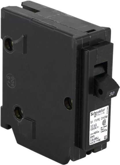 Square D Homeline CHOM130CP Circuit Breaker, Mini, Standard, 30 A, 1 -Pole, 120/240 VAC, Plug Mounting, Black