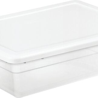 Sterilite 16558010 Storage Box, 28 qt Capacity, Plastic, Clear/White Sells in Quantity of 10