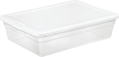 Sterilite 16558010 Storage Box, 28 qt Capacity, Plastic, Clear/White Sells in Quantity of 10