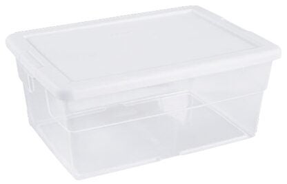 Sterilite 16448012 Storage Box, 16 qt Capacity, Plastic, White Sells in Quantity of 12