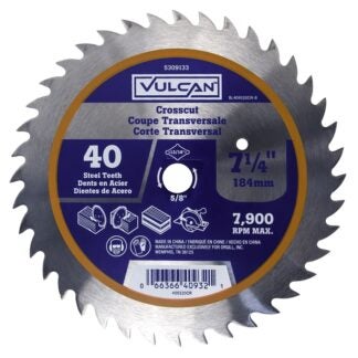 Vulcan 409320OR Circular Saw Blade, 7-1/4 in Dia, 5/8 and 13/16 Diamond in Arbor Sells in Quantity of 10