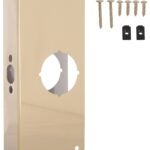 ProSource HSH-050SBP-PS Door Reinforcer, 2-3/8 in Backset, 1-3/4 in Thick Door, Steel, Brass, 9 in H, 4 in W