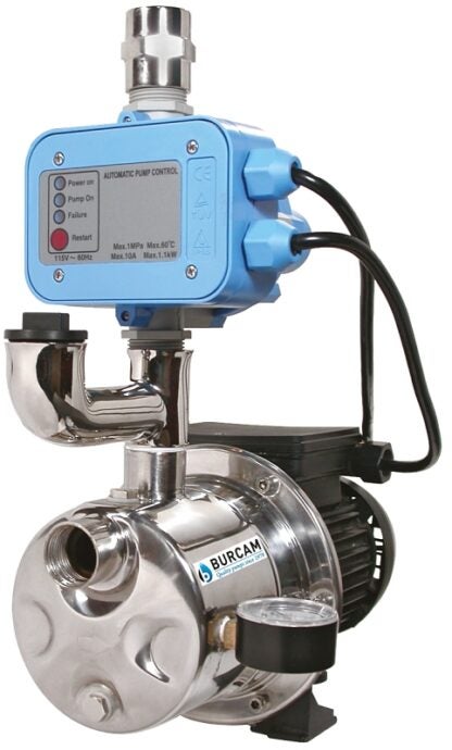 Burcam 506532SS Jet Pump, 7.5 A, 115 V, 0.75 hp, 1 in Connection, 25 ft Max Head, 900 gph, Stainless Steel