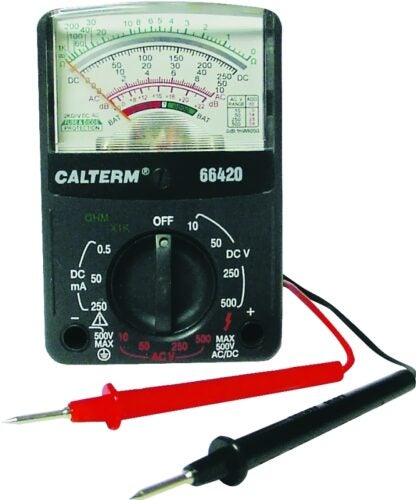 CALTERM 66420 Multimeter, 500 V, 250 mA, 1 MOhm, Analog Display, Black