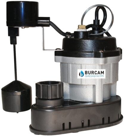 Burcam 300780V Submersible Sump Pump, 115 V, 1/2 hp, 5 ft Max Head, 3000 gph, Cast Iron