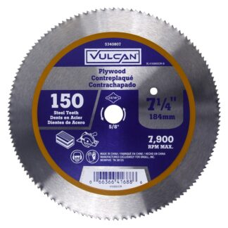 Vulcan 416880OR Circular Saw Blade, Steel, Bulk, 150T x 7-1/4 in, 7-1/4 in Dia, 5/8 in, 13/16 in Arbor, 150 -Teeth Sells in Quantity of 10