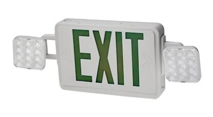 ETI 55502102 Emergency Light/Exit Sign Combo, 7.9 in OAW, 4.3 in OAH, 120/277 V, LED Lamp, Acrylic Fixture, Green/White