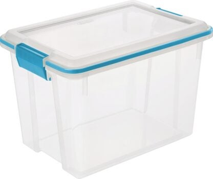 Sterilite 19324306 Gasket Box, Plastic, Blue Aquarium/Clear, 16-1/8 in L, 11-1/4 in W, 10-7/8 in H Sells in Quantity of 6