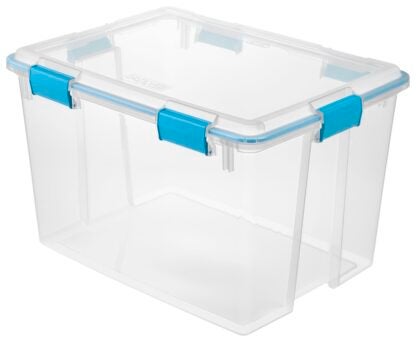 Sterilite 19384304 Gasket Box, 80 qt Capacity, Clear, 24 in L, 18 in W, 15-1/4 in H