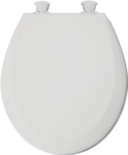 Mayfair 41ECDG-000 Toilet Seat, Round, Wood, White, Twist Hinge