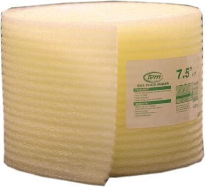 TVM W508 Sill Seal, 7-1/2 in W, 50 ft L Roll, Polyethylene, Yellow Sells in Quantity of 4