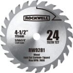 Rockwell RW9281 Circular Saw Blade, 4-1/2 in Dia, 3/8 in Arbor, 24-Teeth, Tungsten Carbide Cutting Edge