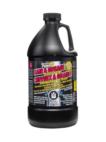 Instant Power Hair & Grease 4970 Drain Opener, Liquid, Clear, Odorless, 2 L Sells in Quantity of 6