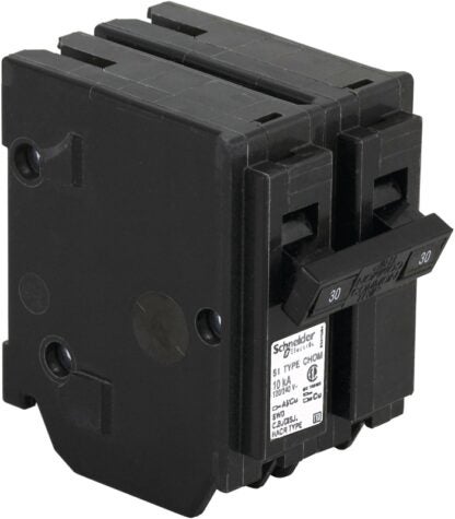 Square D Homeline CHOM230CP Circuit Breaker, Mini, Standard, 30 A, 2 -Pole, 120/240 VAC, Plug Mounting, Black