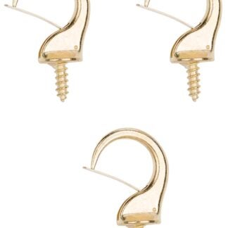 ProSource PH-122242-PS Cup Hook, 17/32 in Thread, 46 mm L, Zinc Alloy, Polished Brass