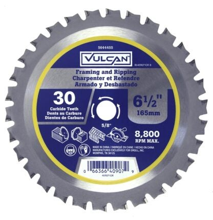 Vulcan 409071OR Circular Saw Blade, 6-1/2 in Dia, 5/8 and 13/16 Diamond in Arbor