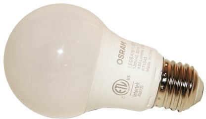 Sylvania 74079 LED Bulb, General Purpose, A19 Lamp, 40 W Equivalent, E26 Lamp Base, Frosted, Warm White Light