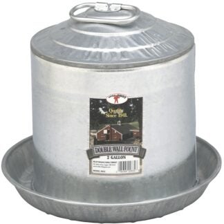 Little Giant 9832 Poultry Fount, 2 gal Capacity, Galvanized Steel, Floor, Ground Mounting Sells in Quantity of 4