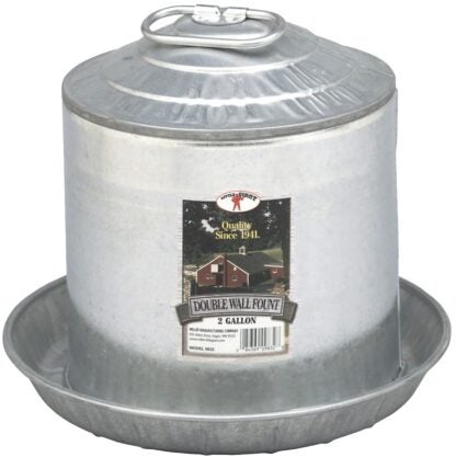 Little Giant 9832 Poultry Fount, 2 gal Capacity, Galvanized Steel, Floor, Ground Mounting Sells in Quantity of 4