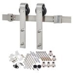 RENIN BD102K-07800-SS Bent Strap Barn Door Hardware Kit, 78-3/4 in L Track, Steel, Stainless Steel, Wall Mounting