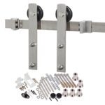 RENIN BD100K-07800-SS Straight Strap Barn Door Hardware Kit, 78-3/4 in L Track, Steel, Stainless Steel, Wall Mounting