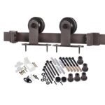 RENIN BD101K-07800-BR Straight Strap Barn Door Hardware Kit, 78-3/4 in L Track, Steel, Bronze, Wall Mounting