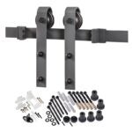 RENIN BD102K-09600-MB Bent Strap Barn Door Hardware Kit, 96 in L Track, Steel, Matte, Wall Mounting, For: Barn Door