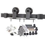 RENIN BD101K-09600-MB Straight Strap Barn Door Hardware Kit, 96 in L Track, Steel, Matte, Wall Mounting, For: Barn Door