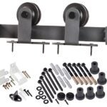 RENIN BD101K-09600-SS Straight Strap Barn Door Hardware Kit, 96 in L Track, Steel, Stainless Steel, Wall Mounting