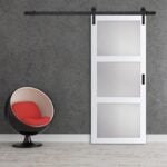 RENIN BD061W01BW3TGE360 Barn Door, 36 in W Door, 84 in H Door, Bright White Door, Steel Track