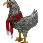 Santas Forest 62907 Pre-Lit 3D Rooster, Black/White, LED, Internal Light