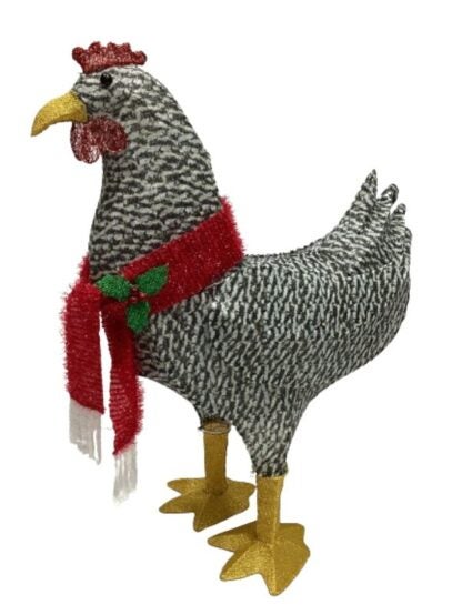 Santas Forest 62907 Pre-Lit 3D Rooster, Black/White, LED, Internal Light