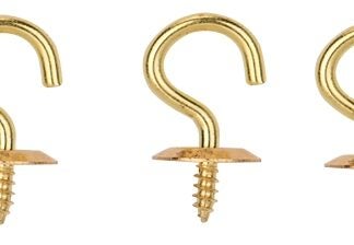 ProSource LR-382-PS Cup Hook, 9/32 in Opening, 2.5 mm Thread, 15/16 in L, Brass, Brass