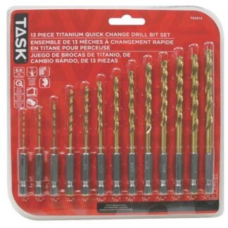 Task T92013 Drill Bit Set, 13-Piece, HSS, Titanium Nitride