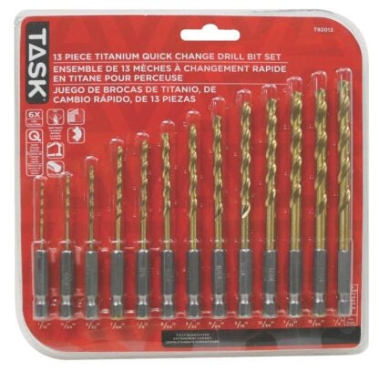 Task T92013 Drill Bit Set, 13-Piece, HSS, Titanium Nitride