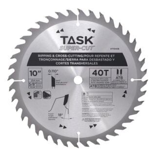 Task Supercut XT1040B Ripping and Cross Cutting Saw Blade, 10 in Dia, 5/8 in Arbor, 40-Teeth