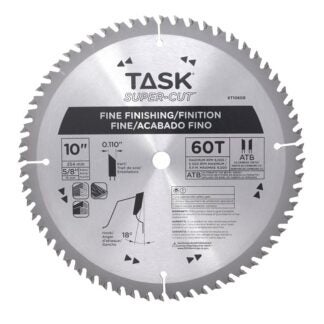 Task XT1060B Circular Saw Blade, 10 in Dia, 5/8 in Arbor, 60-Teeth, Tungsten Carbide Cutting Edge