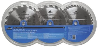 Tuf-E-Nuf 09975 Circular Saw Blade Set, 7-1/4 in Dia, Carbide Cutting Edge